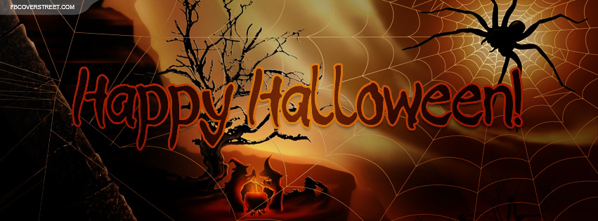 Happy Halloween Scary Spider and Witches Scenery Facebook cover